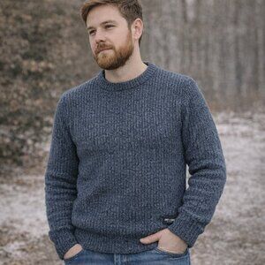 Only & Sons Knit Crewneck Sweater Blue Textured Men's Small